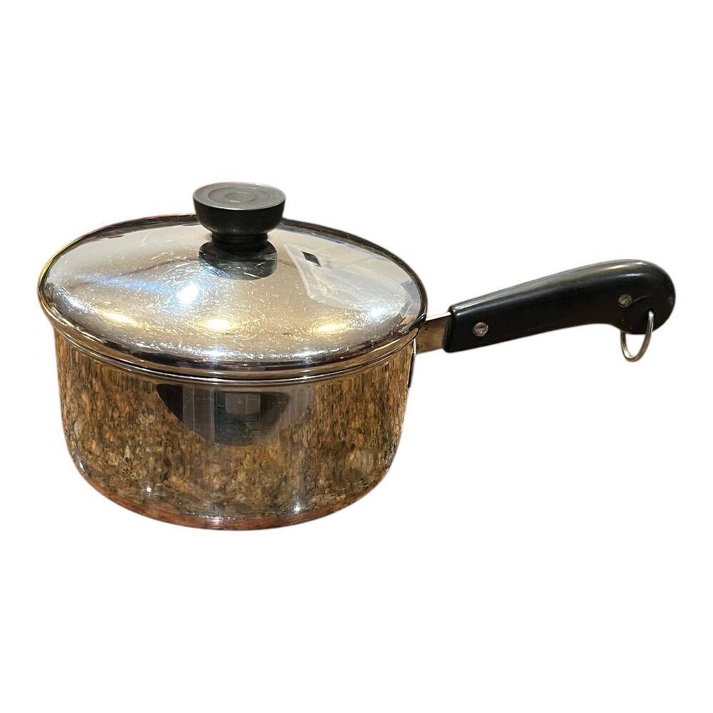 Vintage Revere Ware 2.0 QT Quart Sauce Pan Copper Clad Bottom w/Lid Clinton,‎ IL